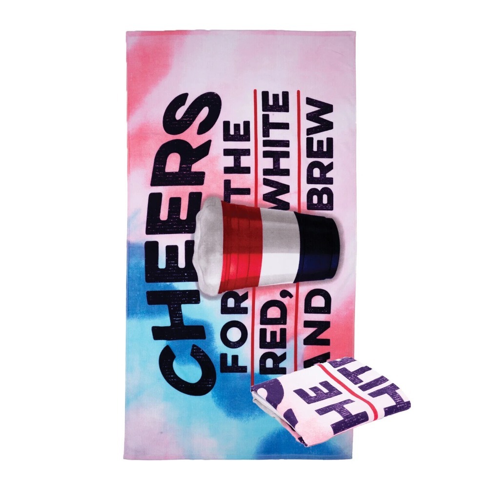 Spirit of America Cotton‎ Blend Red White Brew Patriotic Graphic Print Quick Dry